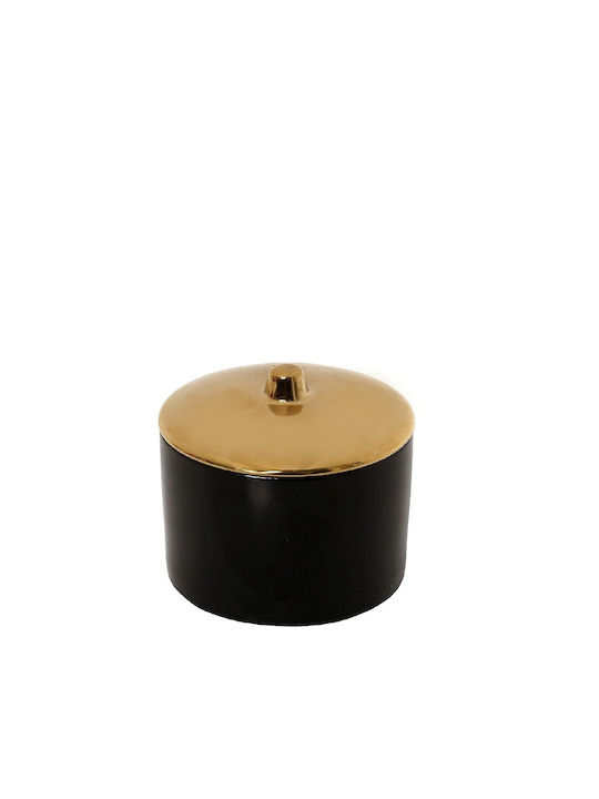 Espiel Διακοσμητικό Βάζο Κεραμικό Μαύρο - Χρυσό 10x10x9cm
