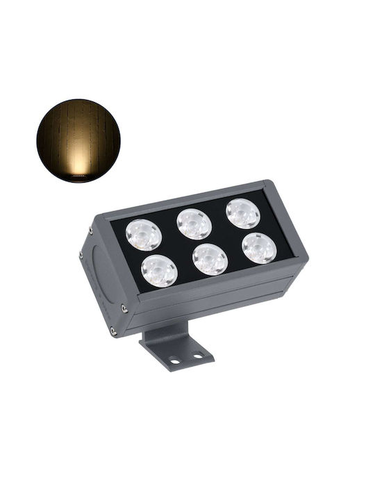 GloboStar Flood-Dany Lampă De Podea Pentru Exterior LED Mașină De Spălat Pe Perete 24W Cu Lumină Alb Cald IP65 Gri