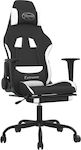 vidaXL 345488 Fabric Gaming Chair with Footrest Black / White