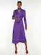 Midi Evening Dress Satin Wrap Purple