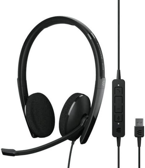 Epos Adapt 160 USB II На ушите / Надушници Мултимедийни слушалки с микрофон и връзка USB-A в Черен цвят