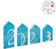 Parisis Christmas Wooden Figure Sign Blue Composition 2023 4pcs