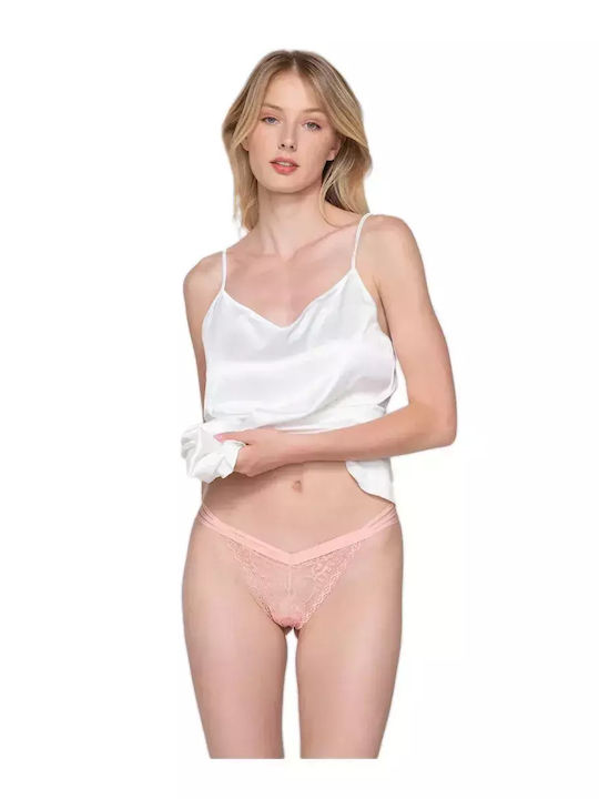 Party Γυναικείο String με Δαντέλα Ροζ
