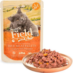 Sam's Field True Meat Fillets Hrana umeda pentru pisici in Pungă cu Dovleac / Pui 85gr 1buc F100199