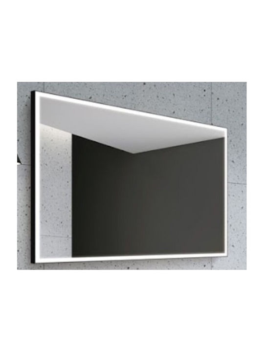 Imex Suiza Rechteckiger Badezimmerspiegel LED aus Metall 60x80cm Schwarz