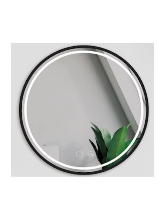 Imex Alemania Round Bathroom Mirror Led Touch made of Metal 80x80cm Black