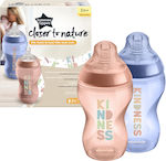 Tommee Tippee Plastic Bottle Set Closer To Nature Anti-Colic with Silicone Nipple for 3+ months Pink / Purple Kindness 340ml 2pcs 42263005