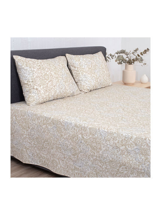 Viokarpet Bettbezug-Set Baumwolle Übergröße mit 2 Kissenbezügen 225x245 Vittoria 923 Greige