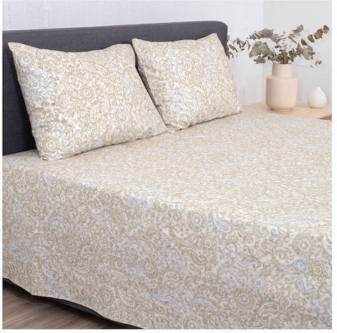 Viokarpet Duvet Cover Set Cotton Queen with 2 Pillowcases 225x245 Vittoria 923 Greige