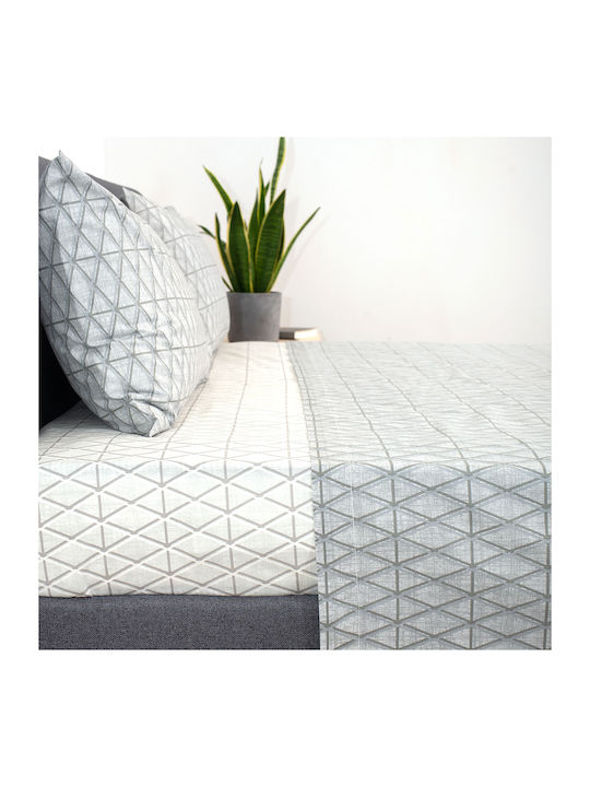 Viokarpet Bettbezug-Set Baumwolle Übergröße mit 2 Kissenbezügen 225x245 Pablona 924 Grey