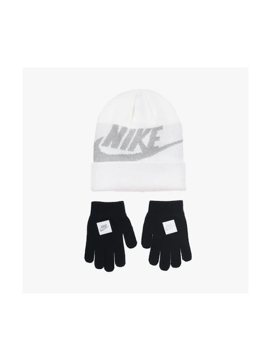 Nike Futura Kids Beanie Set with Gloves Knitted White