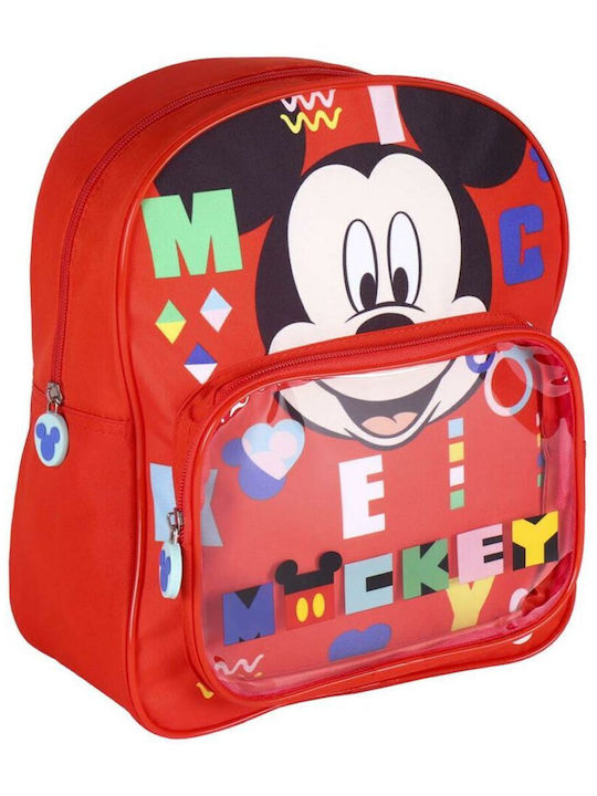 Mickey Mouse Clubhouse Mickey Mouse Σχολική Τσάντα Πλάτης Δημοτικού σε Κόκκινο χρώμα