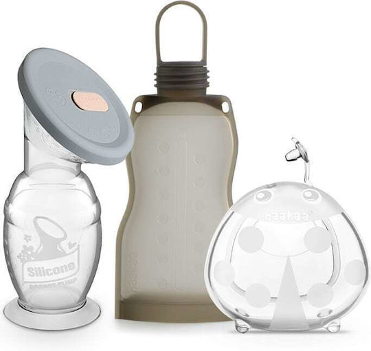 Haakaa Manual Single Breast Pump Express & Collect Travel Pack BPA Free Gray 150ml