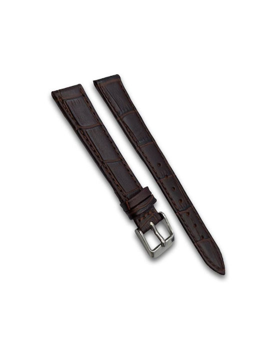 LEATHER WATCH STRAP DARK BROWN 14mm