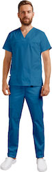 Be Unique Men's Petrol Blue Medical Blouse Cotton and Polyester