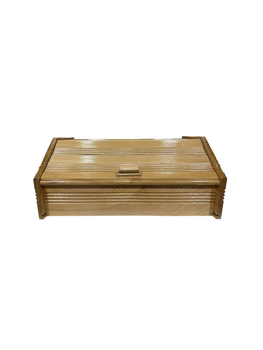 Lioutas Wooden Bread Box with Lid Beige 41.5x28x17cm