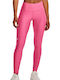 Heat Gear Women's Long Running Legging Shiny & High Waisted Pink Punk/ White