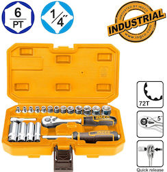 Ingco Ratchet With Sockets 1\4" 20 Pieces