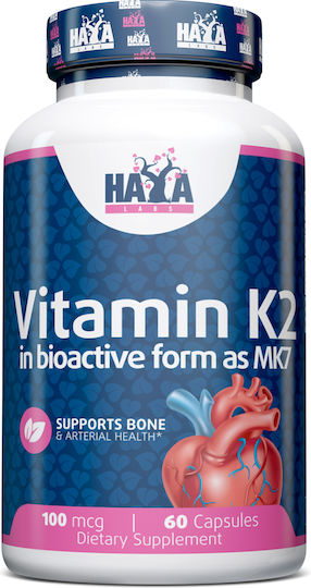 Haya Labs Vitamin K2 Витамин за Здравето на костите 100mcg 60 вегетариански капсули