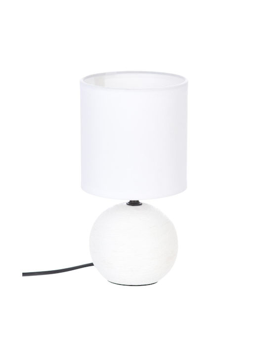 Atmosphera A-S Timeo Ceramic Table Lamp for Socket E14 with White Shade and Base