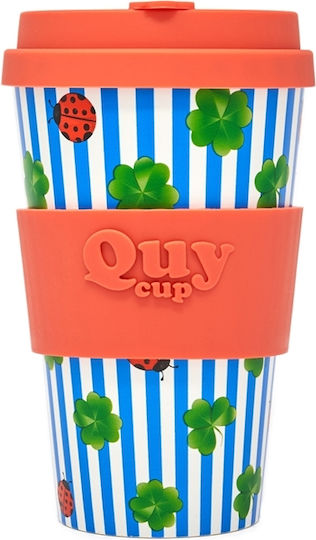 QuyCup Lucky Чаша От Бамбук С Капак, Оранжева, 400 ml