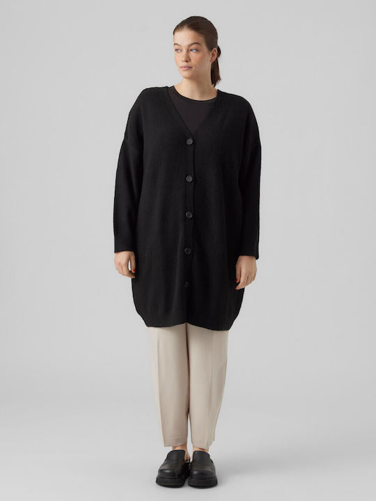 Vero Moda Long Women's Knitted Cardigan with Buttons Black