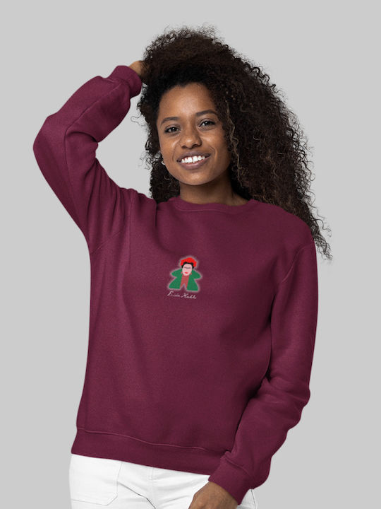 Frida Kahlo Meeple W Sweatshirt - BURGUNDY