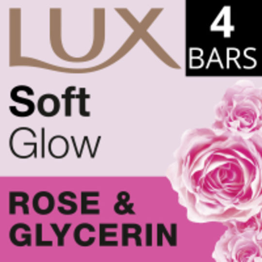 Lux Soft Glow Rose and Glycerin Soap Bars 4x90g