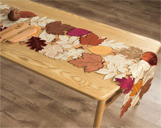 Liolios Home Ράνερ Brown Leaf Καφέ 35x180εκ.