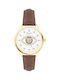 DECERTO Philia Crystals Brown Leather Strap