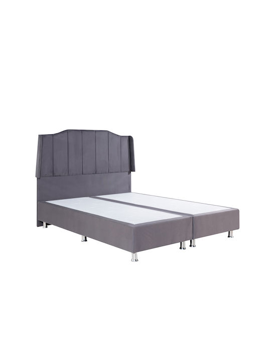 Bismuth Super Double Bed Padded with Fabric without Slats Γκρι 160x200cm