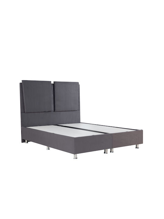 Gondry Super Double Bed Padded with Fabric without Slats Γκρι 160x200cm