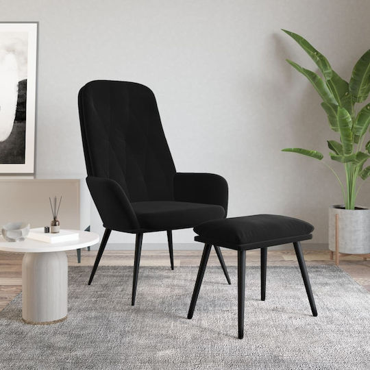 Sessel mit Fußhocker Samt Schwarz 70x77x98cm