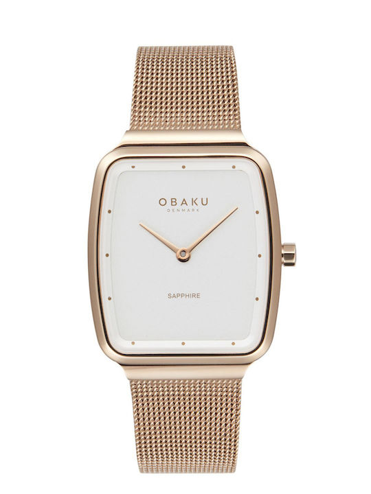 Obaku Women's Watch with Pink Gold Metal Bracelet