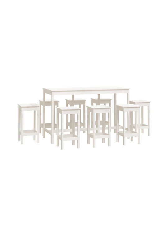 Dining Room 9pcs White 180x80cm