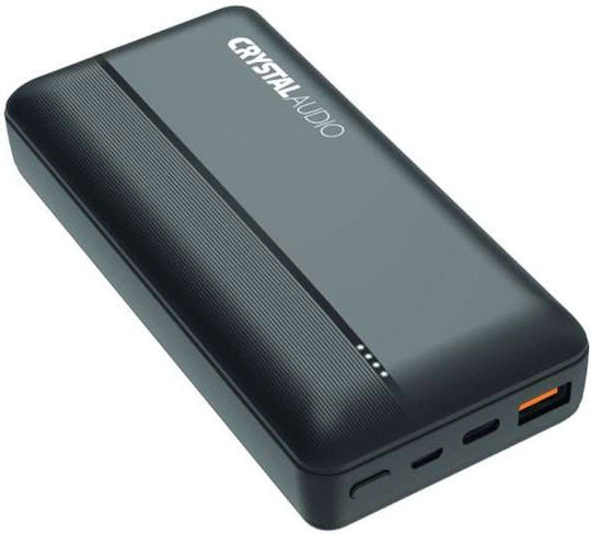 Crystal Audio PBK5K Power Bank 20000mAh 20W με Θύρα USB-A και Θύρα USB-C Power Delivery Μαύρο