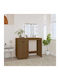 Masă De Toaletă De Podea Din Lemn Masiv Culoarea Mierii Cu Oglindă 95x50x133.5cm