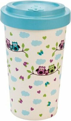 Woodway Owls Cană Bambus cu Capac Multicoloră 500ml Woodway Owls Cană Bambus cu Capac Multicoloră 500ml