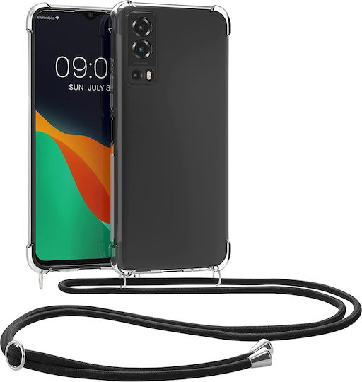 KWmobile Задна корица Силикон с Каишка Прозрачен / черен (Vivo Y72 5G)