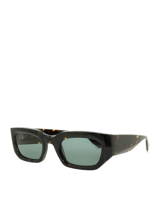 Gigi Barcelona Natalie Unisex Sunglasses with Brown Tartaruga Horn-Rimmed Frame and Green Lens 6735/2