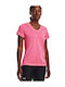 Under Armour Twist Women's Athletic T-shirt Fast Drying with V Neckline Electro Pink