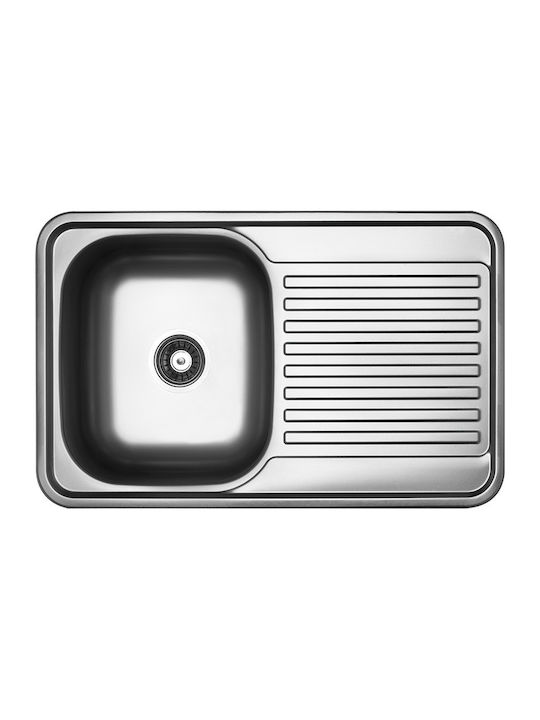 Kuchinox Faro Ένθετος Νεροχύτης Αριστερός Inox Σατινέ Μ78xΠ48cm Ασημί