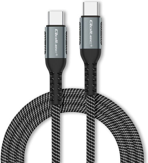 Qoltec Braided USB 2.0 Cable USB-C male - USB-C 100W Μαύρο 1m 52357