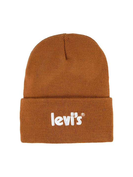 Levi's Poster Logo Kids Beanie Knitted Brown