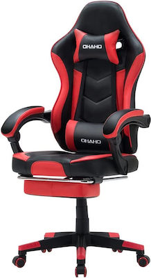 Ohaho Artificial Leather Gaming Chair with Adjustable Arms and Footrest Black/Red