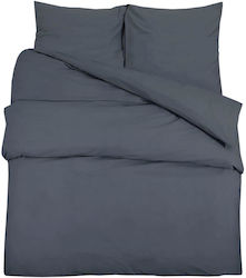 vidaXL Super Double Cotton Duvet Cover Set with Pillowcases 220x240 Ανθρακί