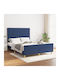 Doppelbett Mit Stoff Blau Für Matratze 140x200cm