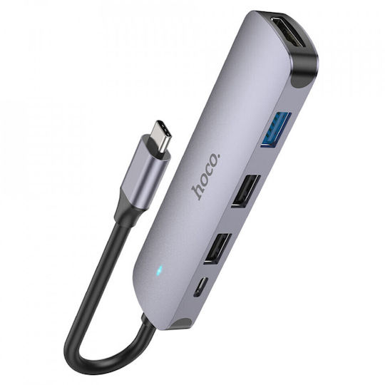 Hoco HB27 USB-C Docking Station mit HDMI 4K PD Gray