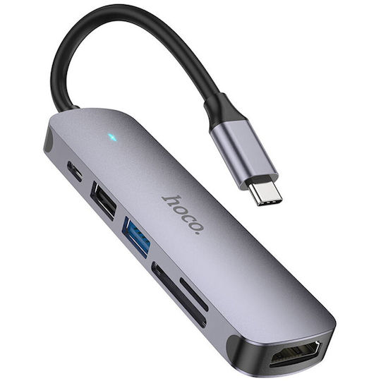 Hoco HB28 USB-C Docking Station mit HDMI 4K PD Gray