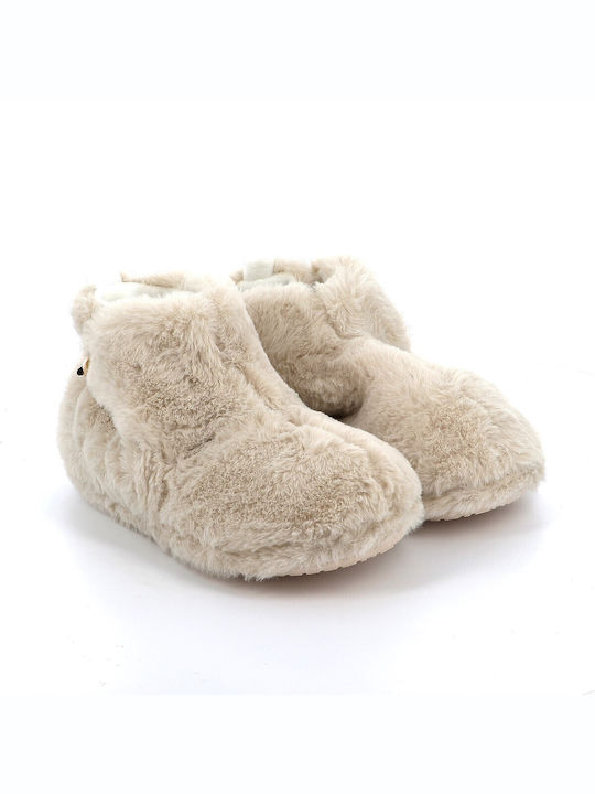 De Fonseca Closed-Back Women's Slippers with Fur In Beige Colour